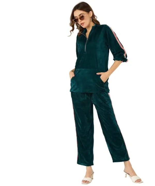 Regular_Fit_Velvet_Track_Suit_For_Women�Teal_Blue